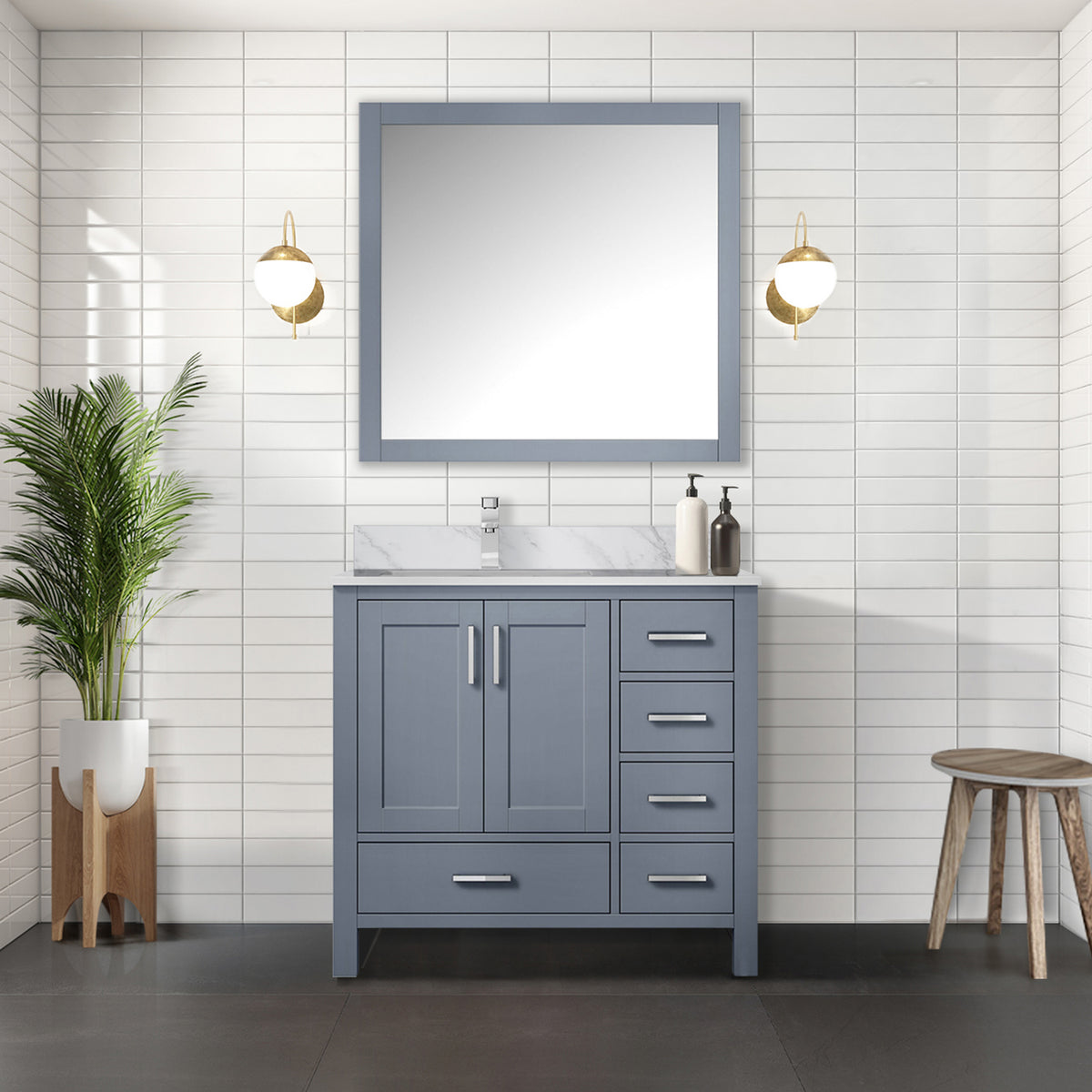 Lexora Jacques 36 in. Dark Grey Single Sink Bath Vanity
