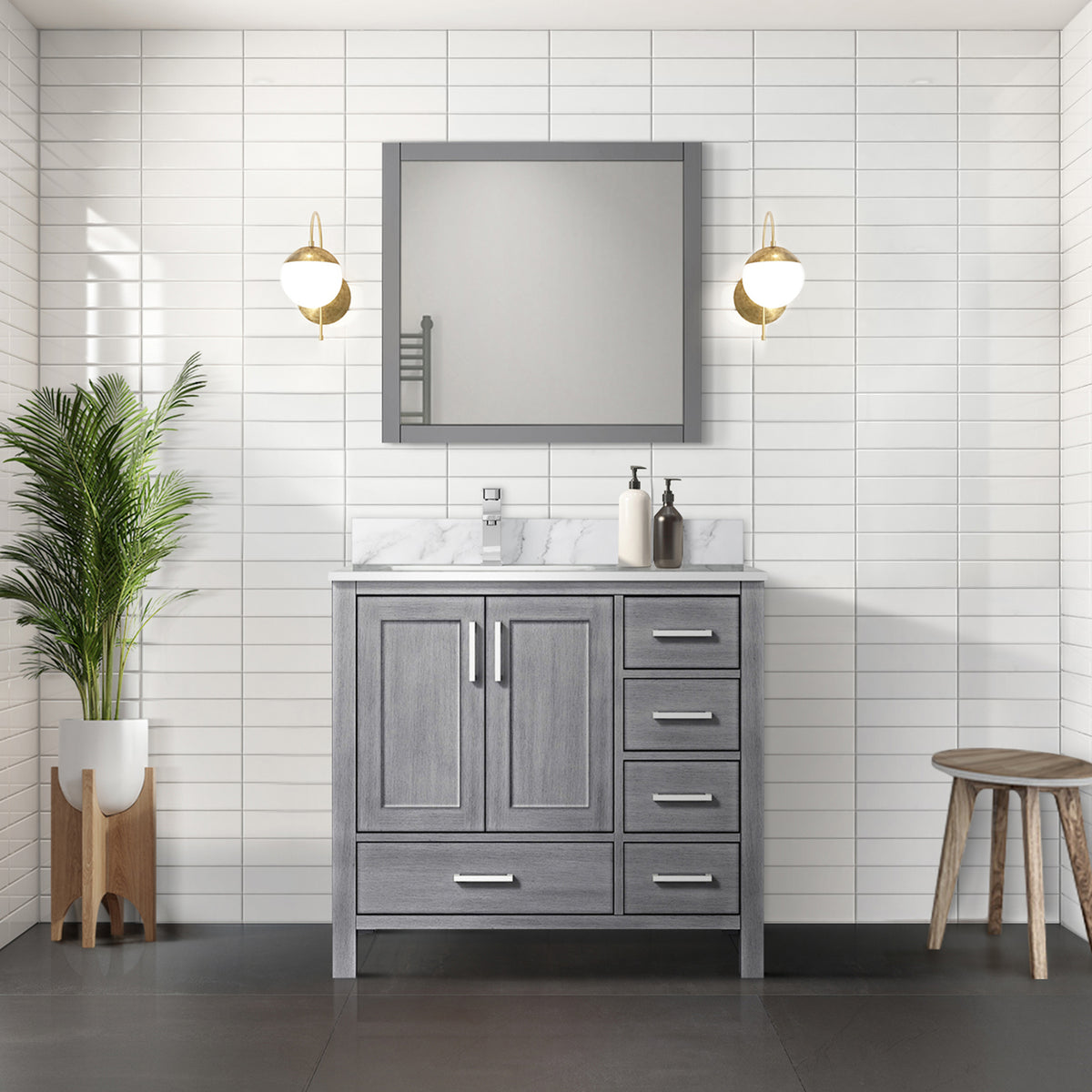 Lexora Jacques 36 in. Distressed Grey Single Sink Bath Vanity