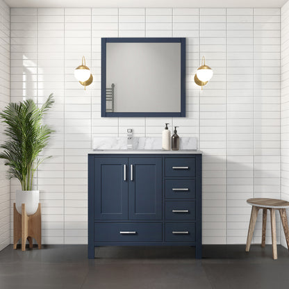 Lexora Jacques 36 in. Navy Blue Single Sink Bath Vanity