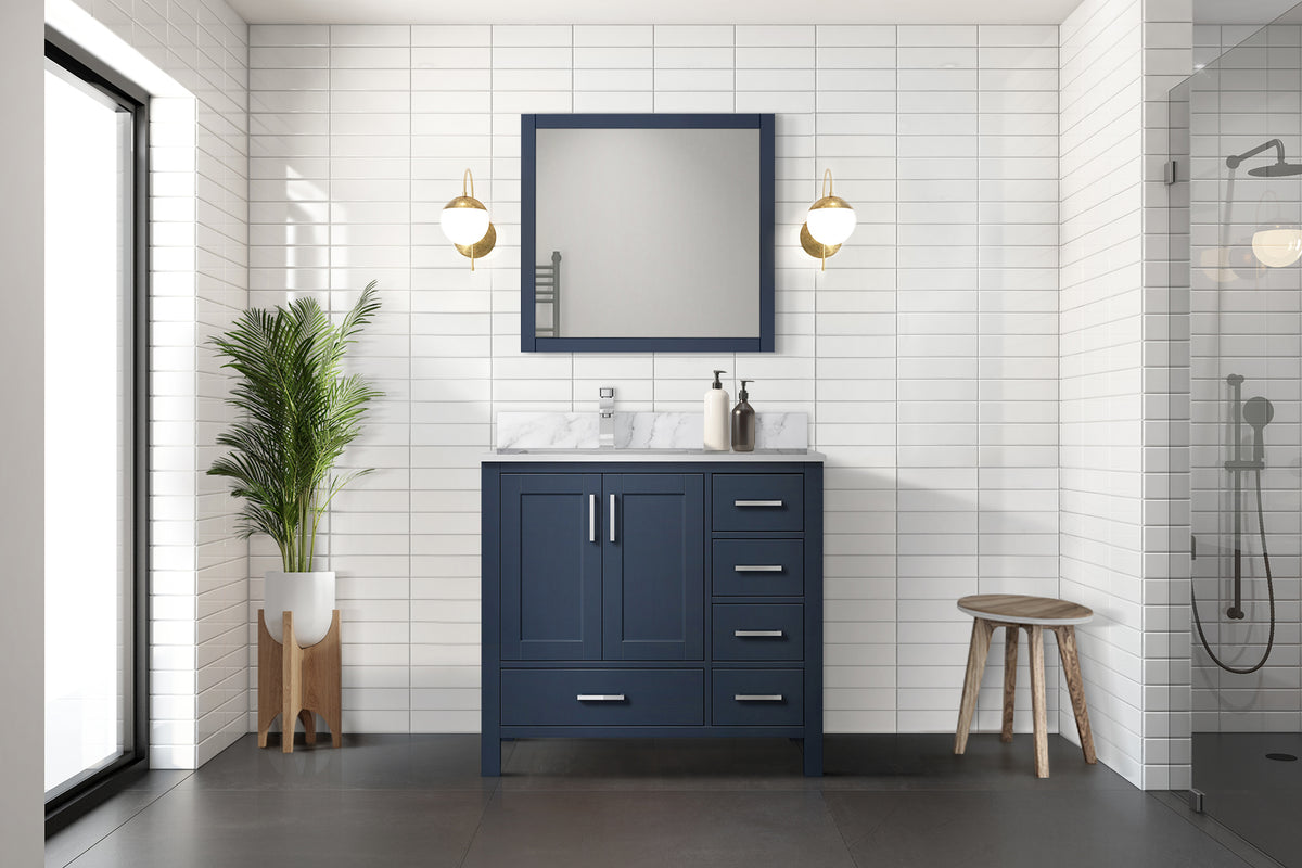 Lexora Jacques 36 in. Navy Blue Single Sink Bath Vanity