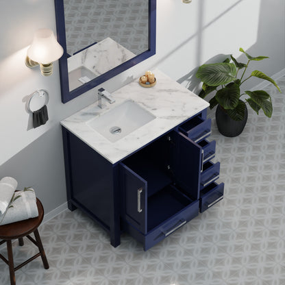 Lexora Jacques 36 in. Navy Blue Single Sink Bath Vanity