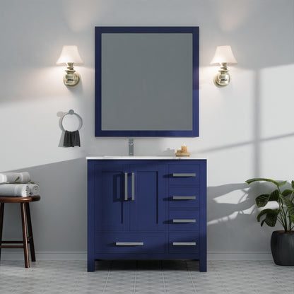 Lexora Jacques 36 in. Navy Blue Single Sink Bath Vanity