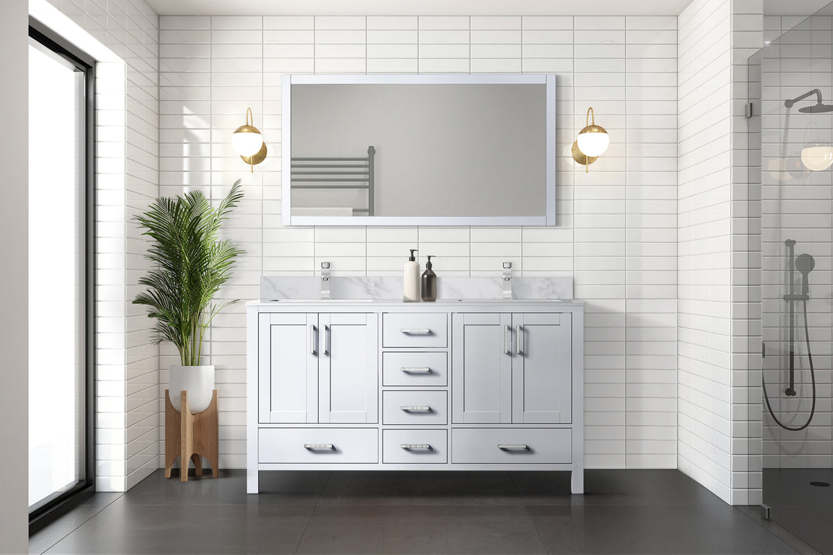 Lexora Jacques 60 in. White Double Sink Bath Vanity
