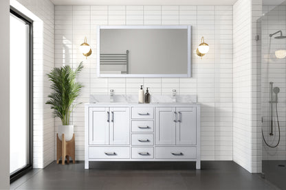 Lexora Jacques 60 in. White Double Sink Bath Vanity