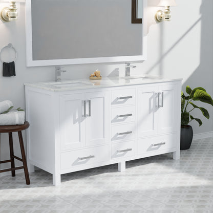 Lexora Jacques 60 in. White Double Sink Bath Vanity