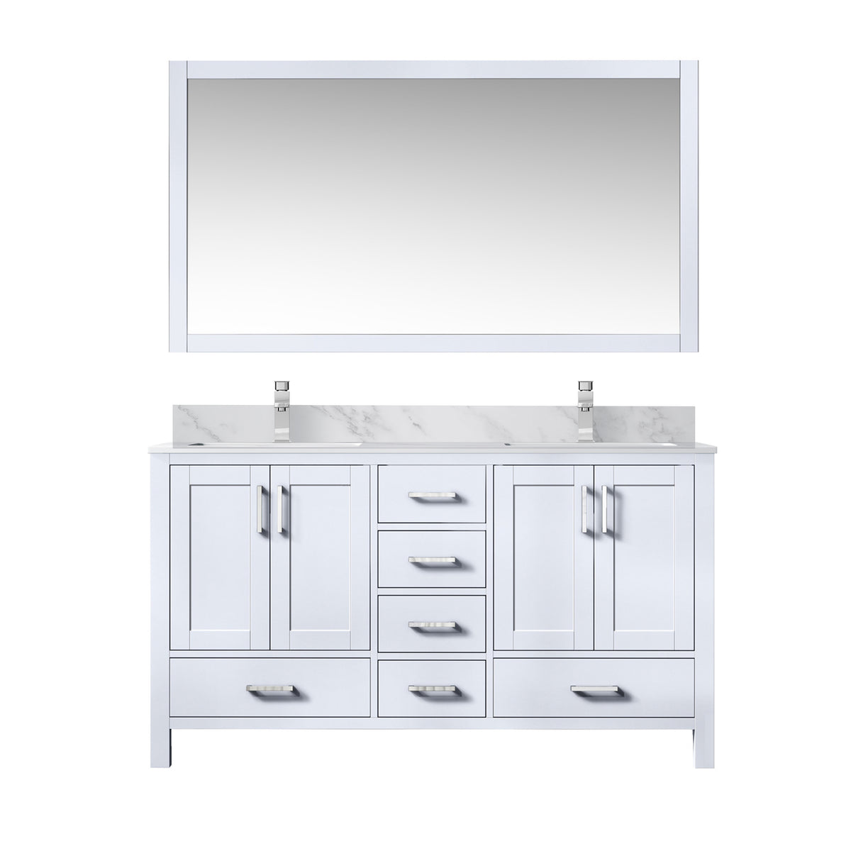 Lexora Jacques 60 in. White Double Sink Bath Vanity