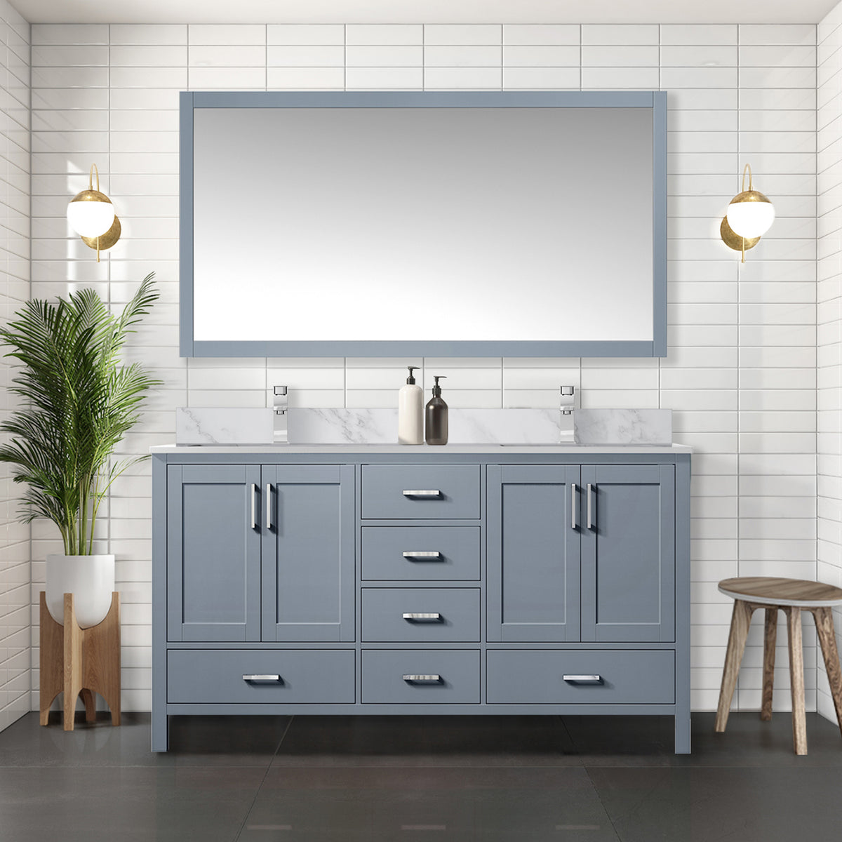 Lexora Jacques 60 in. Dark Grey Double Sink Bath Vanity