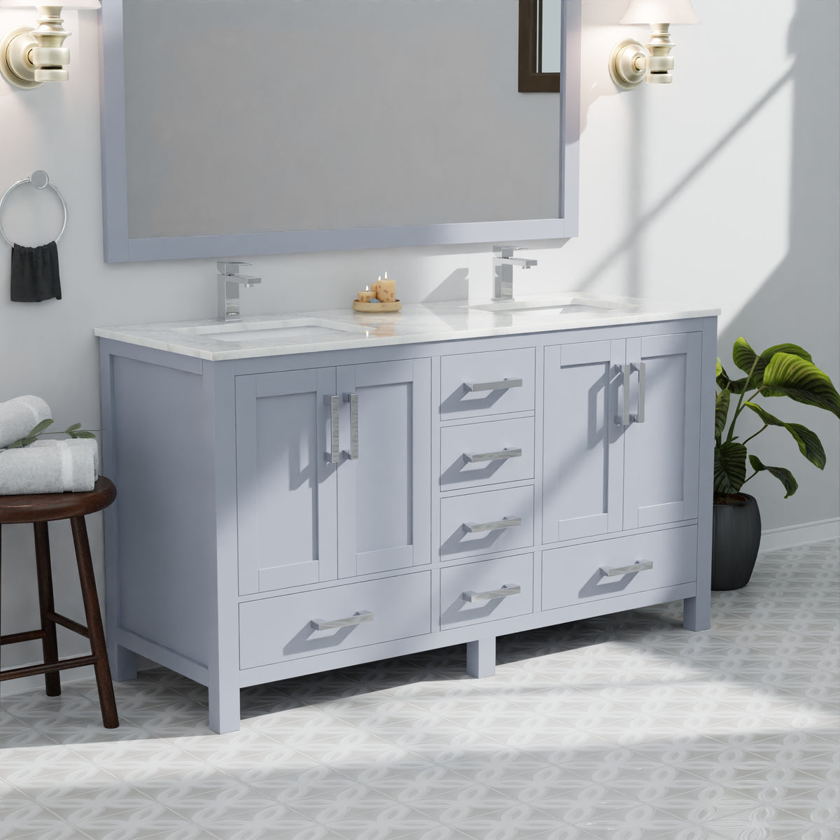 Lexora Jacques 60 in. Dark Grey Double Sink Bath Vanity