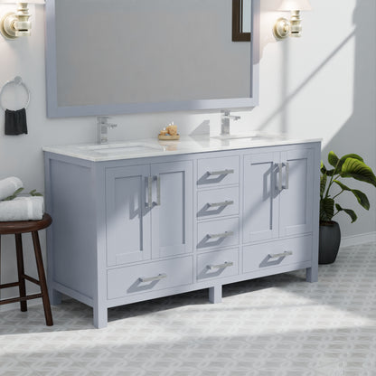 Lexora Jacques 60 in. Dark Grey Double Sink Bath Vanity