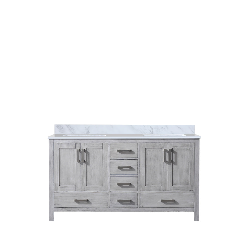 Lexora Jacques 60 in. Distressed Grey Double Sink Bath Vanity