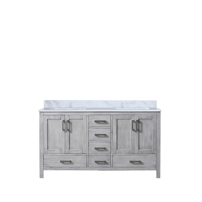 Lexora Jacques 60 in. Distressed Grey Double Sink Bath Vanity