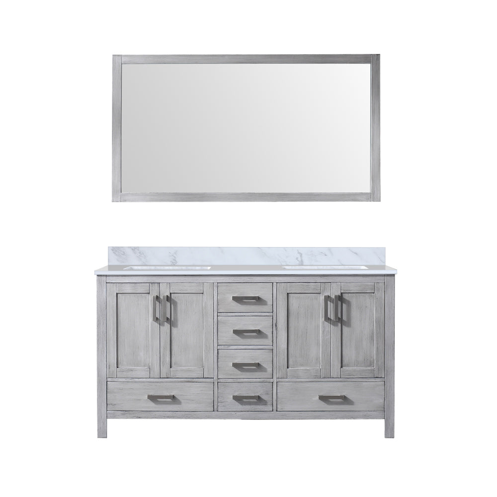 Lexora Jacques 60 in. Distressed Grey Double Sink Bath Vanity