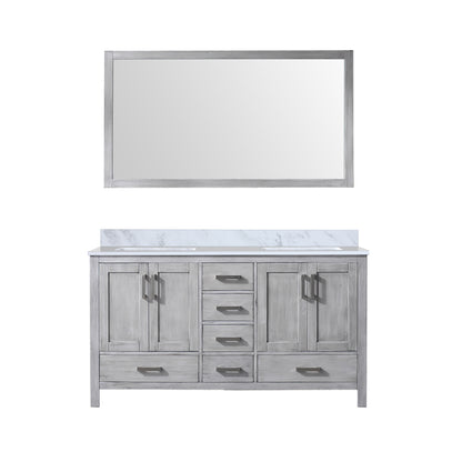 Lexora Jacques 60 in. Distressed Grey Double Sink Bath Vanity