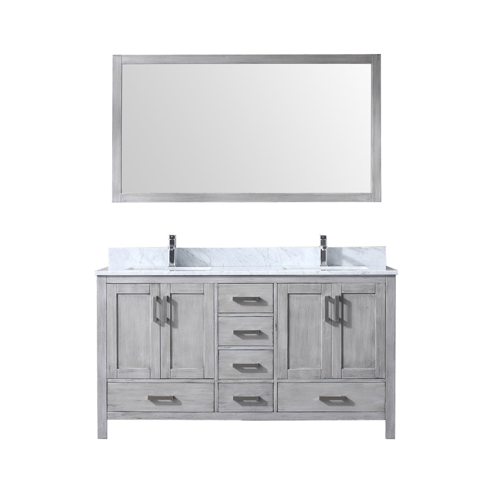 Lexora Jacques 60 in. Distressed Grey Double Sink Bath Vanity
