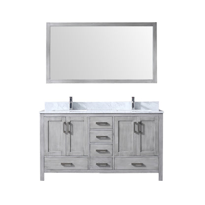 Lexora Jacques 60 in. Distressed Grey Double Sink Bath Vanity