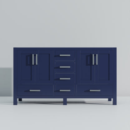 Lexora Jacques 60 in. Navy Blue Double Sink Bath Vanity
