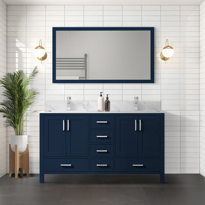 Lexora Jacques 60 in. Navy Blue Double Sink Bath Vanity