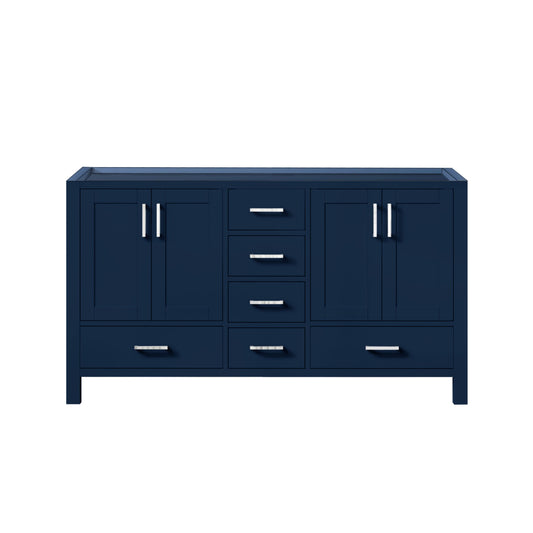 Lexora Jacques 60 in. Navy Blue Double Sink Bath Vanity