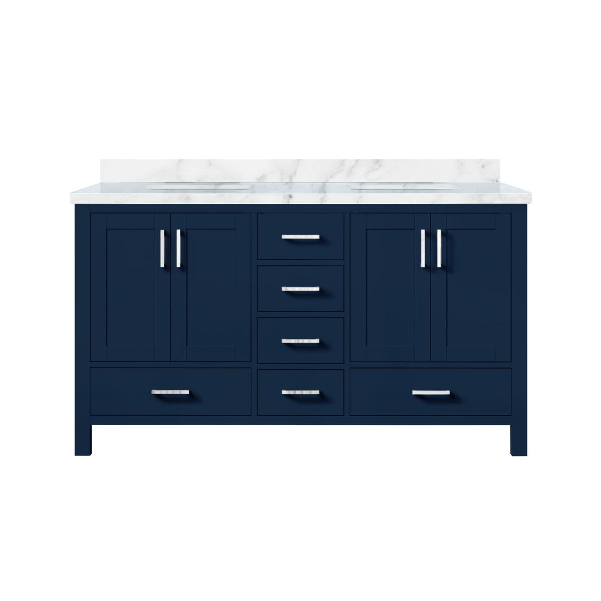 Lexora Jacques 60 in. Navy Blue Double Sink Bath Vanity