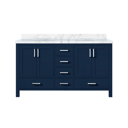 Lexora Jacques 60 in. Navy Blue Double Sink Bath Vanity