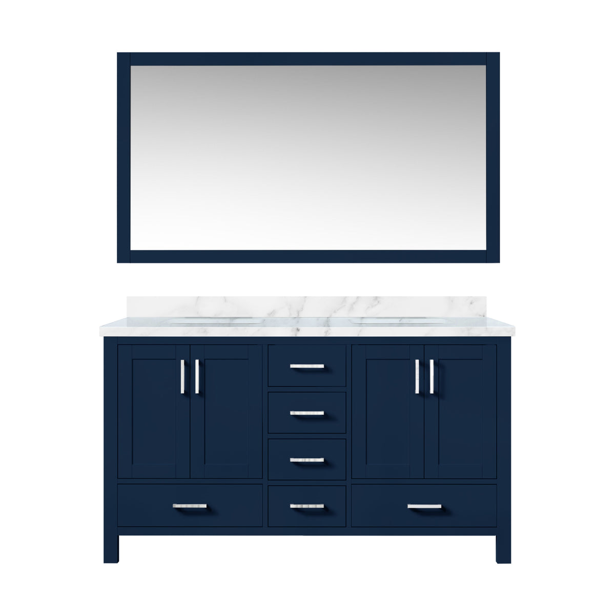 Lexora Jacques 60 in. Navy Blue Double Sink Bath Vanity