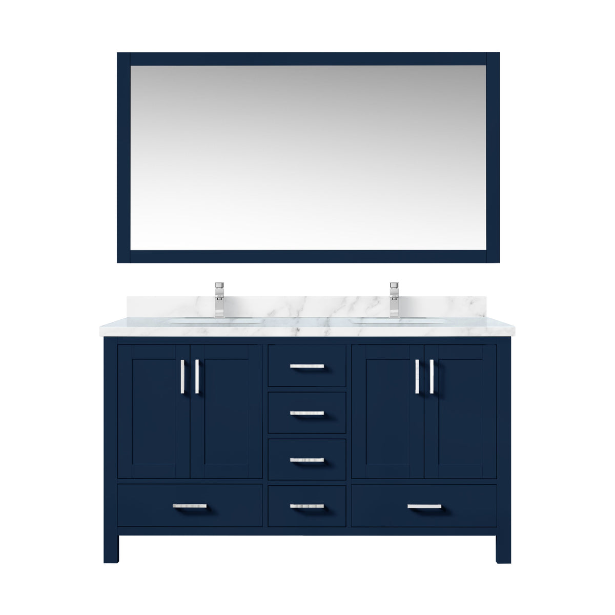 Lexora Jacques 60 in. Navy Blue Double Sink Bath Vanity