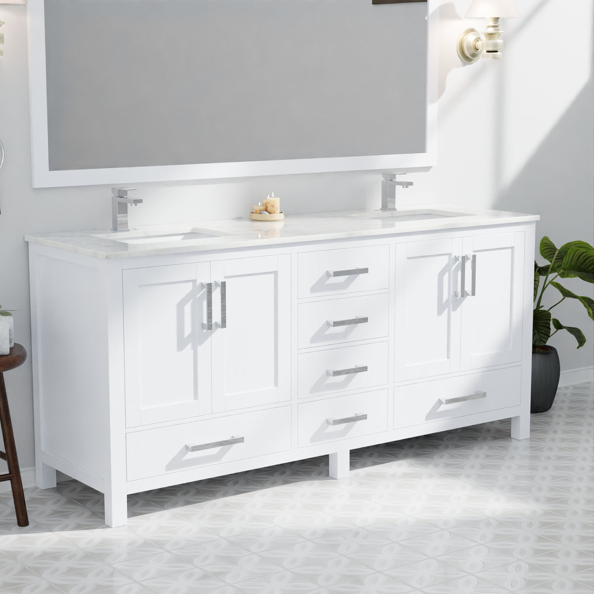 Lexora Jacques 72 in. White Double Sink Bath Vanity