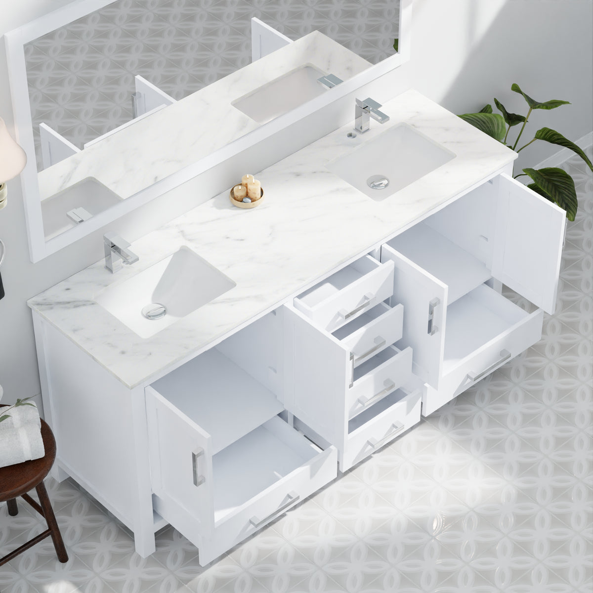Lexora Jacques 72 in. White Double Sink Bath Vanity