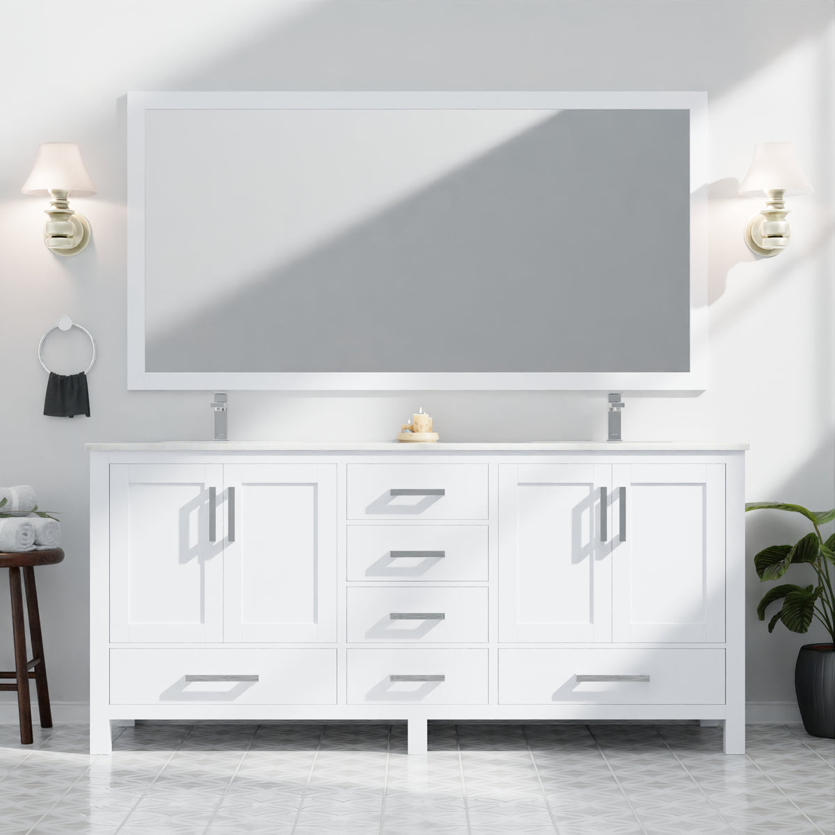 Lexora Jacques 72 in. White Double Sink Bath Vanity