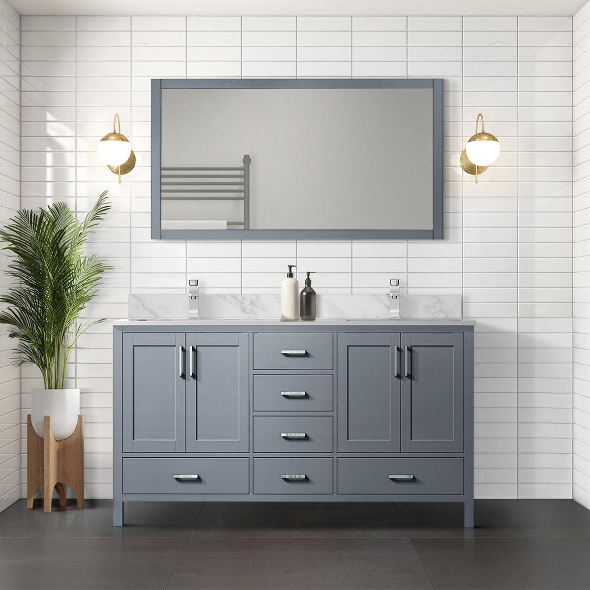 Lexora Jacques 72 in. Dark Grey Double Sink Bath Vanity