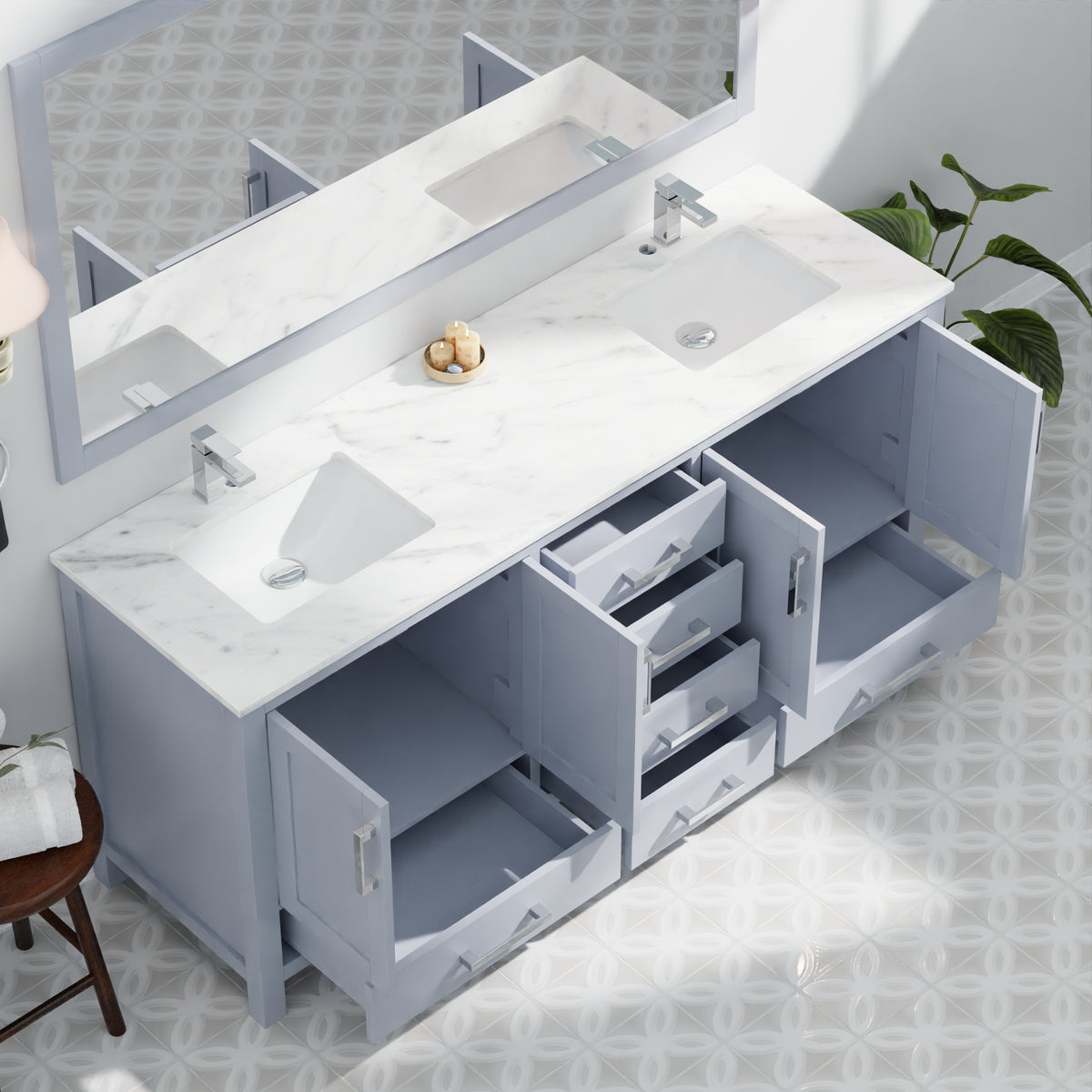 Lexora Jacques 72 in. Dark Grey Double Sink Bath Vanity