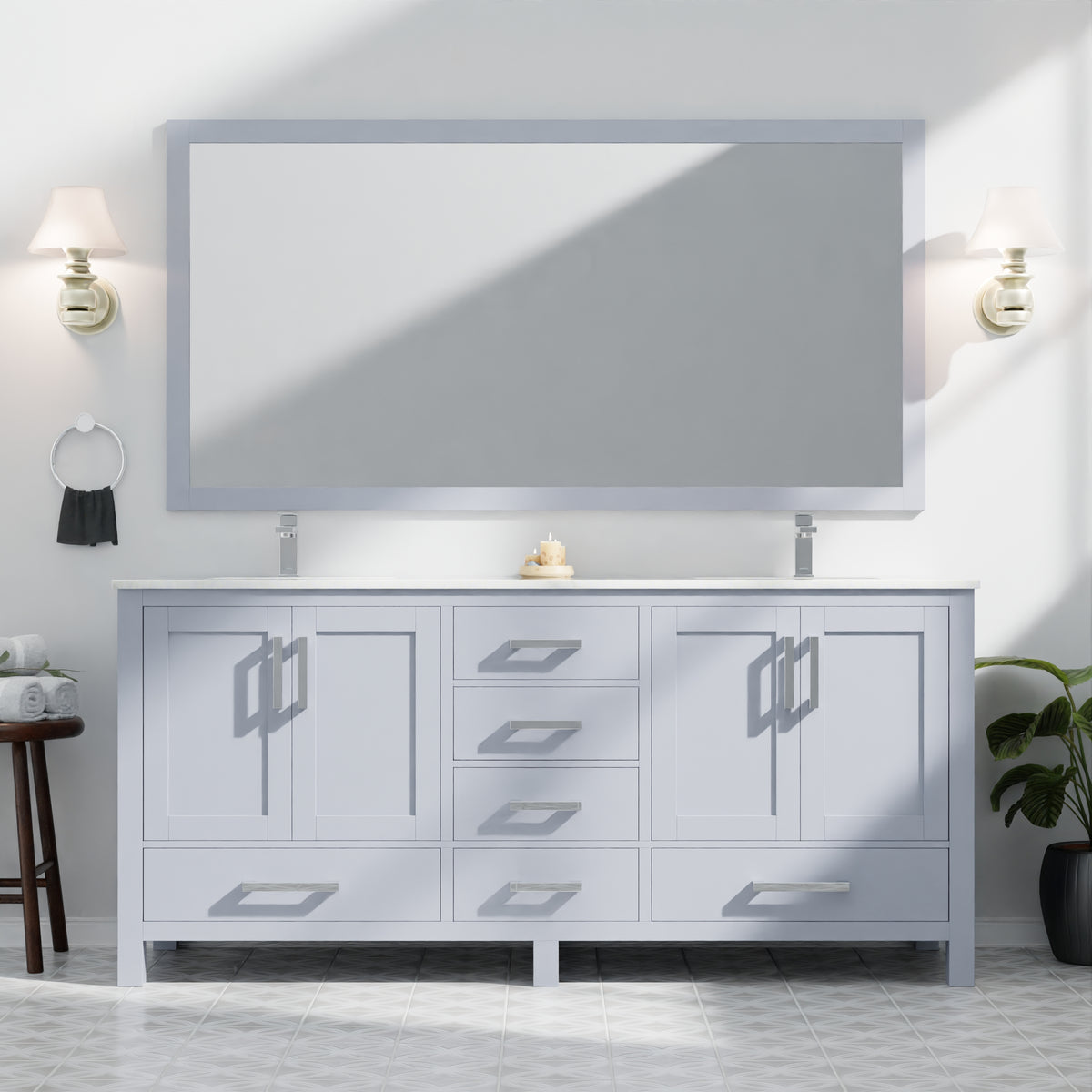 Lexora Jacques 72 in. Dark Grey Double Sink Bath Vanity