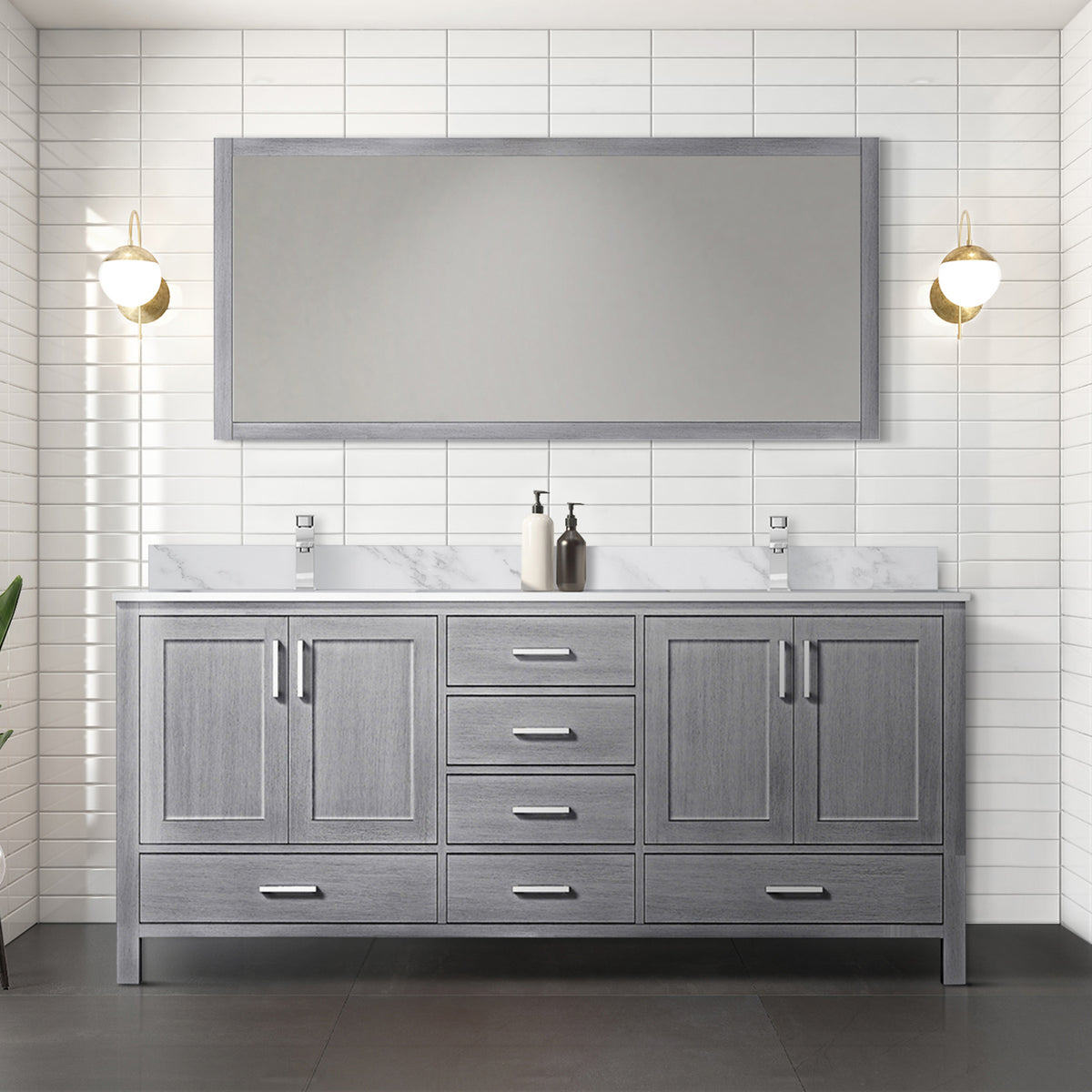 Lexora Jacques 72 in. Distressed Grey Double Sink Bath Vanity