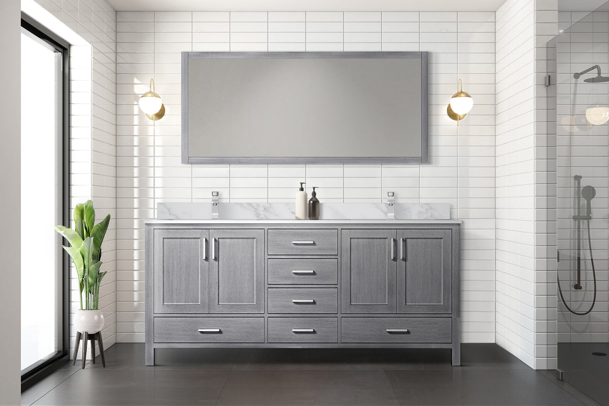 Lexora Jacques 72 in. Distressed Grey Double Sink Bath Vanity