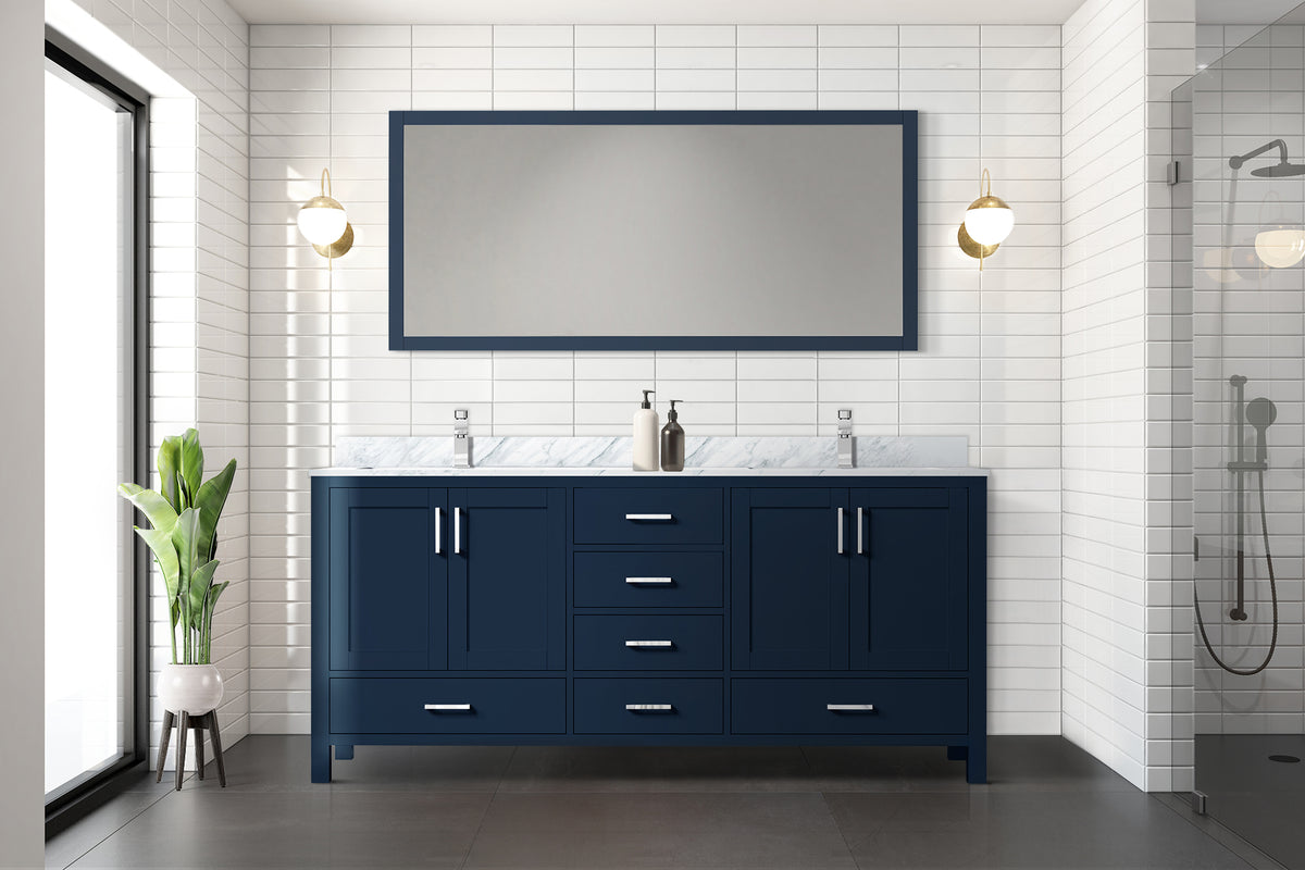 Lexora Jacques 72 in. Navy Blue Double Sink Bath Vanity