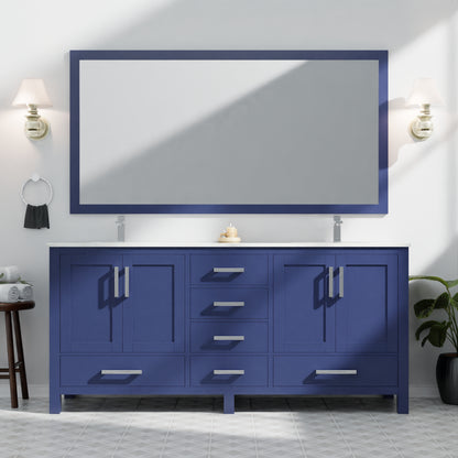 Lexora Jacques 72 in. Navy Blue Double Sink Bath Vanity