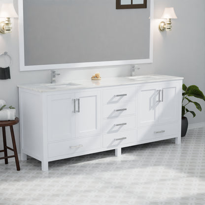 Lexora Jacques 80 in. White Double Sink Bath Vanity