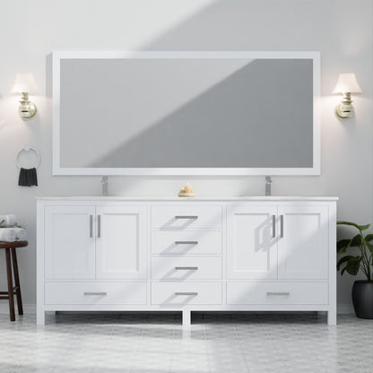 Lexora Jacques 80 in. White Double Sink Bath Vanity