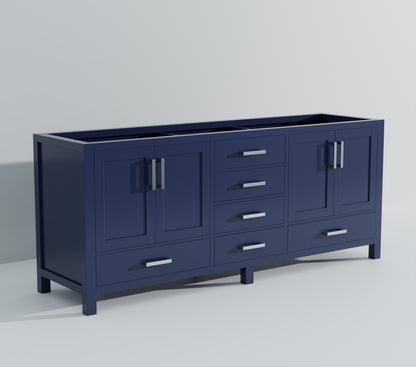 Lexora Jacques 80 in. Navy Blue Double Sink Bath Vanity