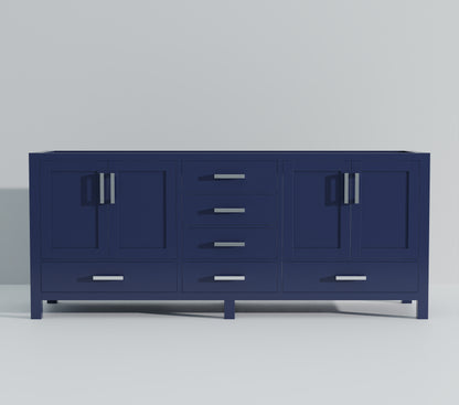 Lexora Jacques 80 in. Navy Blue Double Sink Bath Vanity