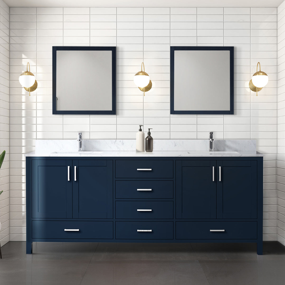 Lexora Jacques 80 in. Navy Blue Double Sink Bath Vanity