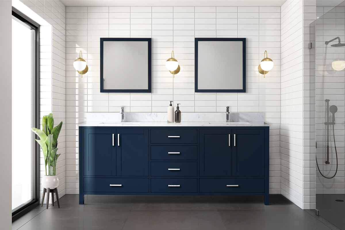 Lexora Jacques 80 in. Navy Blue Double Sink Bath Vanity