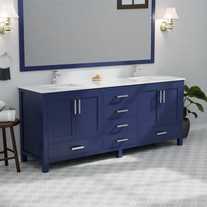 Lexora Jacques 80 in. Navy Blue Double Sink Bath Vanity