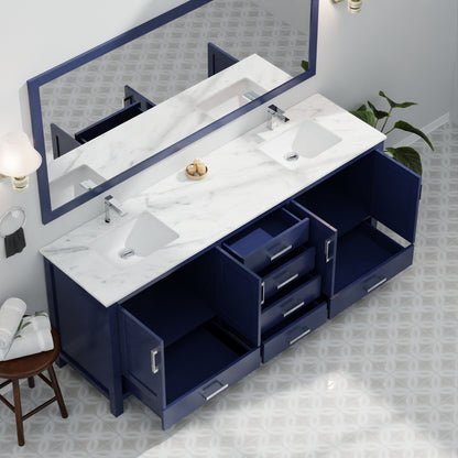 Lexora Jacques 80 in. Navy Blue Double Sink Bath Vanity