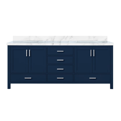 Lexora Jacques 80 in. Navy Blue Double Sink Bath Vanity