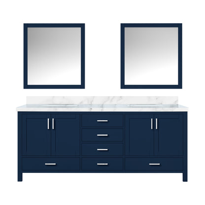 Lexora Jacques 80 in. Navy Blue Double Sink Bath Vanity