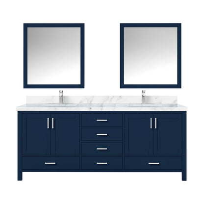Lexora Jacques 80 in. Navy Blue Double Sink Bath Vanity