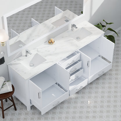 Lexora Jacques 84 in. White Double Sink Bath Vanity