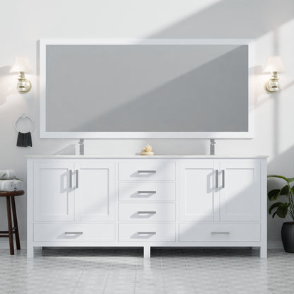 Lexora Jacques 84 in. White Double Sink Bath Vanity