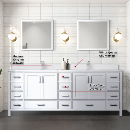Lexora Jacques 84 in. White Double Sink Bath Vanity